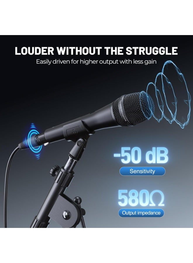 Phenyx Pro Supercardioid Dynamic Vocal Microphone, Wired Handheld Mic with 16.4 ft XLR Cable, Mic Clip, Storage Bag for Singing, Stage, Studio, Karaoke (PM-26S) - Image 5